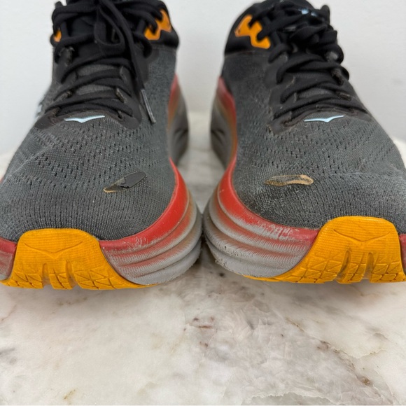 Hoka One One Bondi 8 Mens 9 Shoes Gray Red Running Sneaker 1123202 ACTL Gym - Picture 5 of 11